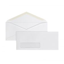Envelopes, Left Window, 4-1/8" x 9-1/2", Gummed Seal, White, Box Of 500