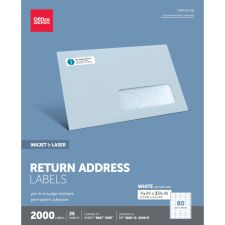 Inkjet/Laser Return Address Labels, Rectangle 1/2" x 1 3/4", White, Pack Of 2,000