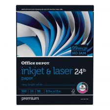 Inkjet Or Laser Paper, 1 Ream, White, Letter Size (8 1/2" x 11"), Ream Of 500 Sheets, 24 Lb, 98 Brightness