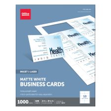 Matte Business Cards, 2" x 3 1/2", White, Pack Of 1,000