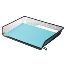 Mesh Self-Stacking Side-Loading Letter Tray, Black
