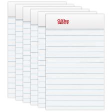 Mini Writing Pads, 3" x 5", College Ruled, 50 Sheets, White, Pack Of 6 Pads