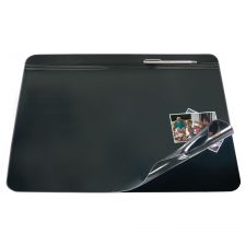Overlay Desk Pad With Antimicrobial Treatment, 19" x 24", Black/Clear