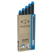Parker Refill Cartridge for Parker Washable Ink Fountain Pens, Blue Ink, 5/Pack
