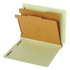 Pendaflex End-Tab Classification Folders, 2 1/2" Expansion, 8 1/2" x 11", 2 Dividers, Light Green, Box Of 10 Folders