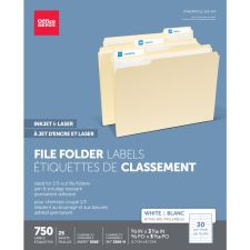 Permanent File Folder Labels, Rectangle, 2/3" x 3 7/16", White, Pack Of 750