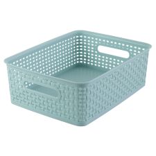 Plastic Weave Bin, Medium Size, Blue