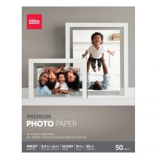 Premium Photo Paper, Glossy, Letter Size, White, Pack Of 50 Sheets