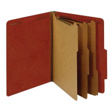 Pressboard Classification Folders With Fasteners, Letter Size, 100% Recycled, Red, Pack Of 10 Folders