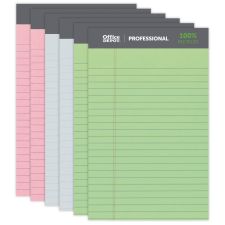 Professional Writing Pads, 5" x 8", Narrow Ruled, Assorted Colors, 50 Sheets, 100% Recycled, Pack Of 6