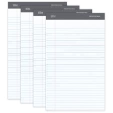 Professional Writing Pads, 8 1/2" x 14", Legal/Wide Ruled, 50 Sheets, White, Pack Of 4