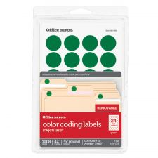 Removable Round Color-Coding Labels, 3585401836, 3/4" Diameter, Green, Pack Of 1,008