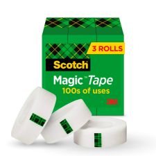 Scotch Magic Tape, Invisible, 3 Tape Rolls, 3/4 in x 1000 in, Home Office Supplies and School Supplies for College and Classrooms