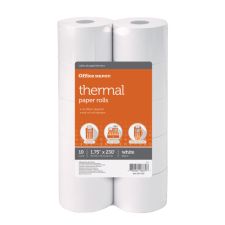 Thermal Paper Rolls, 1-3/4" x 230', White, Pack Of 10