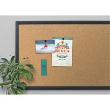 U Brands Cork Bulletin Board, 48" X 36", Black Wood Frame, Actual Size 47" X 35" (2876U00-01)