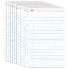 Writing Pads, 8 1/2" x 14", Legal/Wide Ruled, 50 Sheets, White, Pack Of 12 Pads