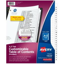 Avery A-Z Black & White Table of Contents Dividers