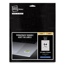 Avery PermaTrack Durable White Asset Tag Labels, Laser Printers, 0.5 x 1, White, 84/Sheet, 8 Sheets/Pack