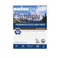 Boise ASPEN Laser Paper, 1 Ream, White, Letter Size (8 1/2" x 11"), Ream Of 500 Sheets, 30% Recycled, FSC Certified, 24 Lb, 96 Brightness