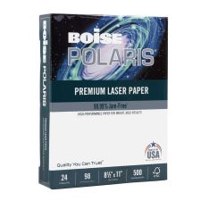 Boise POLARIS Premium Laser Paper, 1 Ream, White, Letter Size (8 1/2" x 11"), Ream Of 500 Sheets, 24 Lb, 98 Brightness