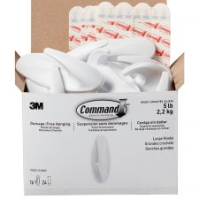 Command Large Wall Hooks, 16 Hooks, 24 White Adhesive Strips, Damage Free Hanging Picture Hangers, No Tools Wall Hanging Strips For Living Spaces