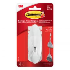 Command Large Wire Hook, 1 Hook, 2 White Adhesive Strips, Damage Free Hanging Picture Hangers, No Tools Wall Hanging Strips For Living Spaces