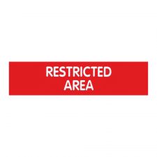 Cosco Engraved "Restricted Area" Sign, 2" x 8", Red/White