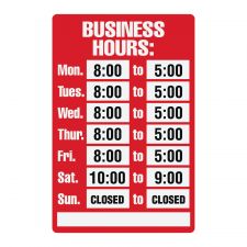 Cosco "Business Hours" Sign Kit, 8" x 12"
