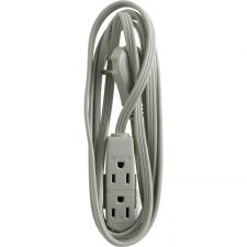 GE 3 Outlet Extension Cord, 8' Long Cord, Flat Plug, Gray, 43027