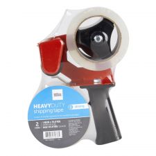 Heavy Duty Shipping Packing Tape With Tape Gun, 1.89" x 70.8 Yd, Crystal Clear, Pack Of 2 Rolls