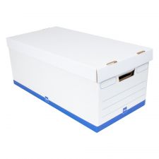Medium Quick Set Up Corrugated Storage Boxes, Letter Size, 24" x 12" x 10", 60% Recycled, White/Blue, Pack Of 12