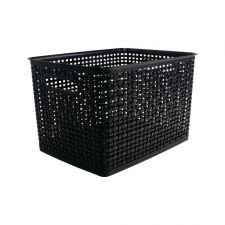 Plastic Weave Bin, Large Size, Black