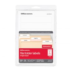 Print-Or-Write Color Permanent File Folder Labels, OD98816, Rectangle, 5/8" x 3 1/2", White, Pack Of 252