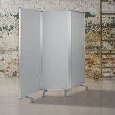 Raisley Double Sided Mobile Magnetic Whiteboard/Cloth Partition with Lockable Casters, 72"H x 24"W (3 sections included)