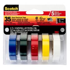 Scotch Professional Grade Quality Electrical Tape, 5 Tape Rolls, 0.5 in x 6.67 ft, 1" Core