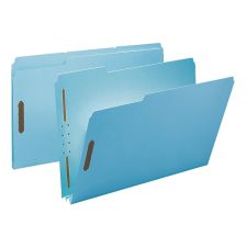 Smead Pressboard Fastener Folders, 2" Expansion, 8 1/2" x 14", Legal, 100% Recycled, Blue, Box of 25