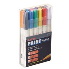 uni-Paint Permanent Marker, Fine Bullet Tip, Assorted Colors, 12/Set