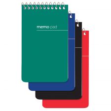 Wirebound Top-Opening Memo Pads, 3" x 5", College Ruled, 60 Sheets Per Pad, Assorted Colors (No Color Choice), Pack Of 12 Pads