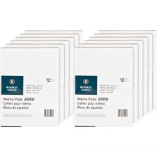 Business Source Plain Memo Pads - 100 Sheets - Plain - Glued - Unruled Front Ruling - 15 lb Basis Weight - 65901CT