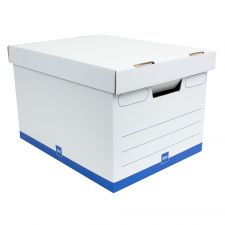 Medium-Duty Storage Boxes, Letter/Legal Size, 15" x 12" x 10", White/Blue, Pack Of 5 - AAODMEDIUM5PK
