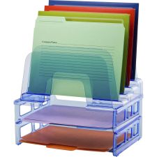 Officemate Blue Glacier Large Incline Sorter w/ 2 Letter Trays