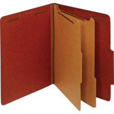 Pendaflex 2-Divider Classification Folders, 2 Fasteners, 2/5" Tab Cut, Right Tab Position, Letter Size, Red, Box Of 10