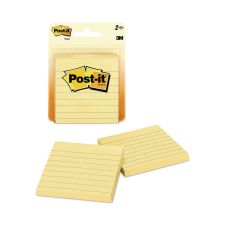 Post-it Notes Original Pads in Canary Yellow, Note Ruled, 3" x 3", 100 Sheets/Pad, 2 Pads/Pack