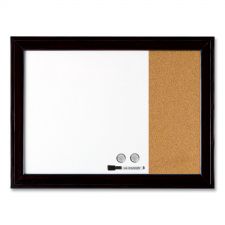 Quartet Home Decor Combo Magnetic Dry Erase/Bulletin Board, 23" x 17", Tan/White Surface, Black Wood Frame