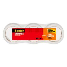 Scotch Long Lasting Storage Packing Tape, 3 Tape Rolls, 1 7/8 in x 54.6 yd, 3" Core, Storage Tape Seals Moving Boxes, Clear
