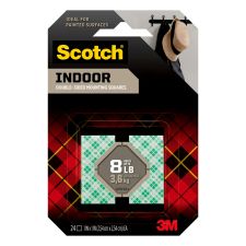 Scotch Permanent Foam Mounting Squares, 1" x 1", Pack Of 24