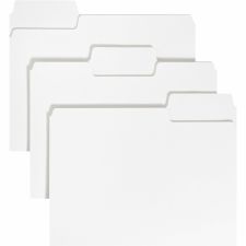 Smead SuperTab 1/3 Tab Cut Letter Recycled Top Tab File Folder - 8 1/2" x 11" - 3/4" Expansion - Assorted Tab Position - White - 10% Recycled - 100 / Box