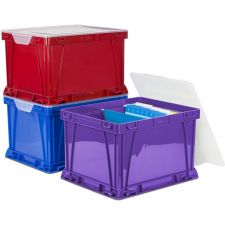 Storex 3 Piece Cube Storage Bins - External Dimensions: 14.3"x 17.3" Depth x 10.5" - Stackable - Plastic - Assorted Bright - - 62012U03C