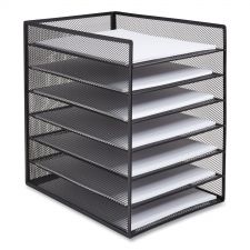 TRU RED Front-Load Enclosed Wire Mesh Horizontal Document Organizer, 6 Sections, Letter-Size, 9.25 x 13.38 x 13.38, Matte Black