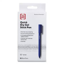 TRU RED Quick Dry Gel Pen, Stick, Medium 0.7 mm, Blue Ink, Blue Barrel, Dozen